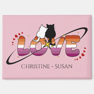 Zwei verliebte Katzen Sonnenuntergang Lesbische Fl Magnet