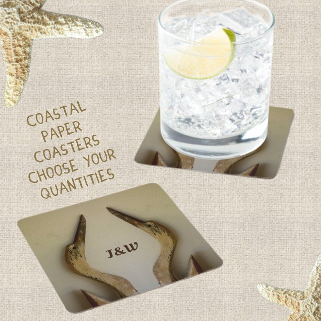 Zwei verwitterte Heronenküste mit Initialen Rechteckiger Pappuntersetzer (Von Creator hochgeladen)