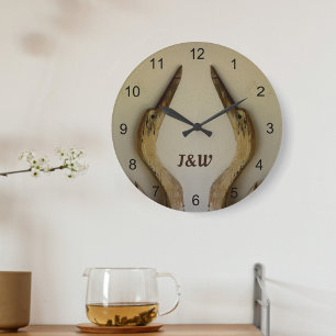 Zwei verwitterte Herons Rustikale Acrylwand an der Große Wanduhr