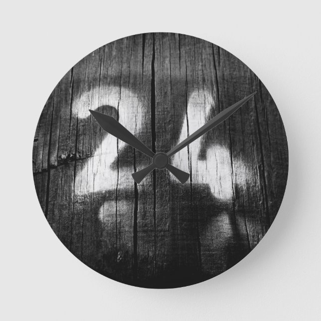 zwei vier Stellen Runde Wanduhr (Vorderseite)