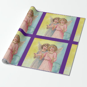 Zwei Vintage Angels Wrapping Paper Geschenkpapier