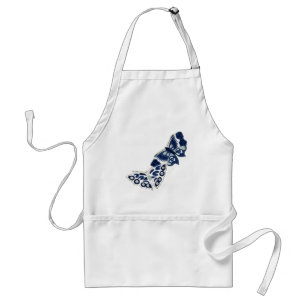 Zwei Vintage blaue Schmetterlinge Schürze
