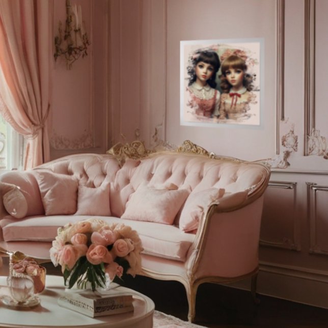 Zwei Vintage Girls-Puppen-Uralte Poster (Von Creator hochgeladen)