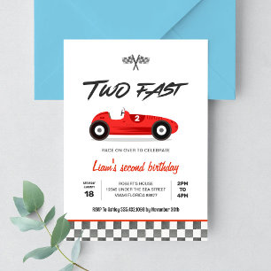 ZWEI Vintage Rennwagen am 2. Geburtstag Einladung