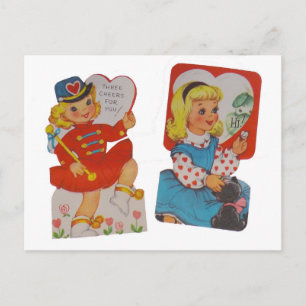 Zwei Vintage Valentines in einem Feiertagspostkarte