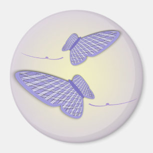 Zwei Violett und White Gingham Butterflies Artwork Magnet