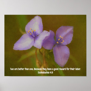 Zwei violette Blumen Bibel Verse Art Poster