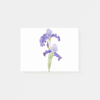 zwei violette Schwertlilien Tinte und Aquarell Post-it Klebezettel