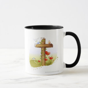Zwei Vögel, die auf einem Kreuz hocken Tasse