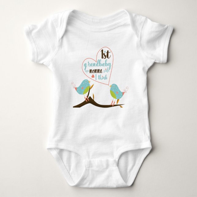 Zwei Vögel "erstes Grandbaby" Baby-Bodysuit Baby Strampler (Vorderseite)