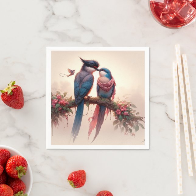 Zwei Vögel flattern Danke Karte Serviette (Beispiel)