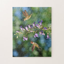 Zwei Vögel fliegen mit Blume Puzzle