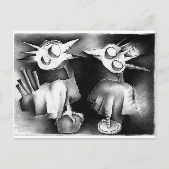 zwei Vögel im Gespräch. Postkarte (Vorderseite)