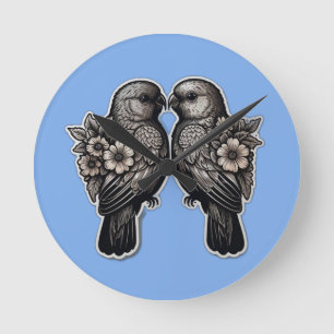 Zwei Vogel Runde Wanduhr