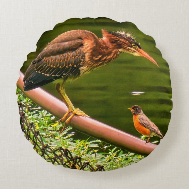 Zwei Vögel Rundes Kissen (Vorderseite)