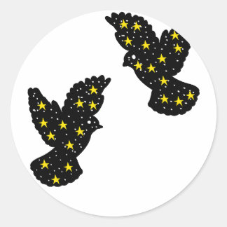 Zwei Vögel Silhouette Runder Aufkleber