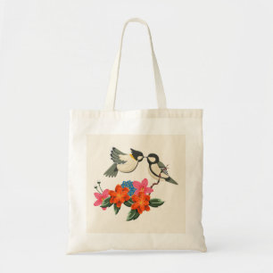 Zwei Vögel und Blume - Nature-Inspiriert Tote-Beut Tragetasche