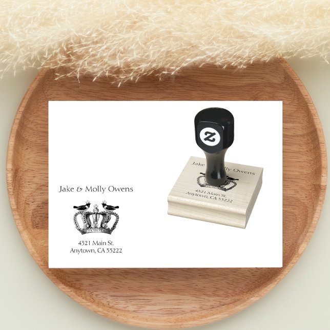 Zwei Vögel und eine Krone Vintag Personalisiert Gummistempel (Von Creator hochgeladen)