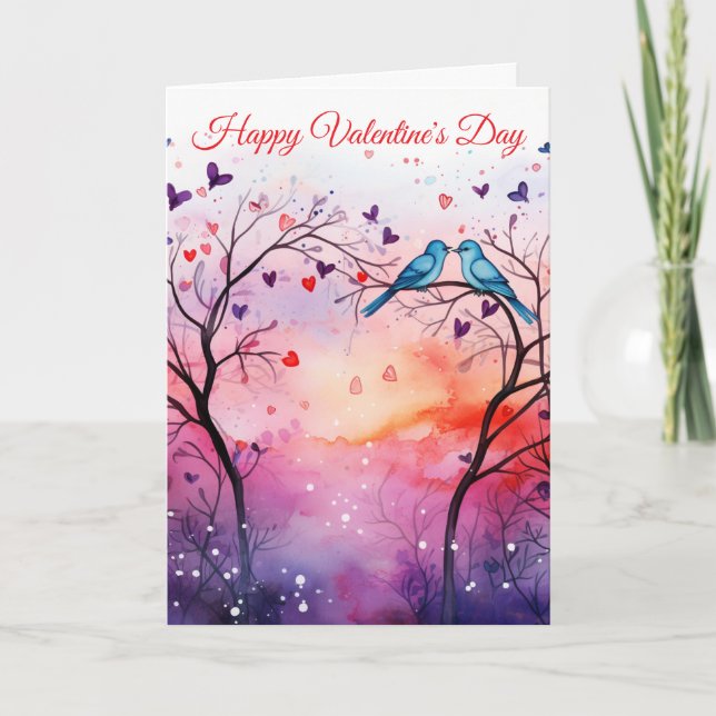 Zwei Vögel Valentinstag Feiertagskarte (Vorderseite)
