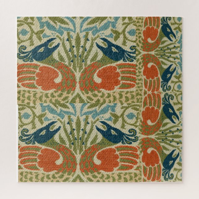 Zwei Vögel William Morris Puzzle (Vertikal)