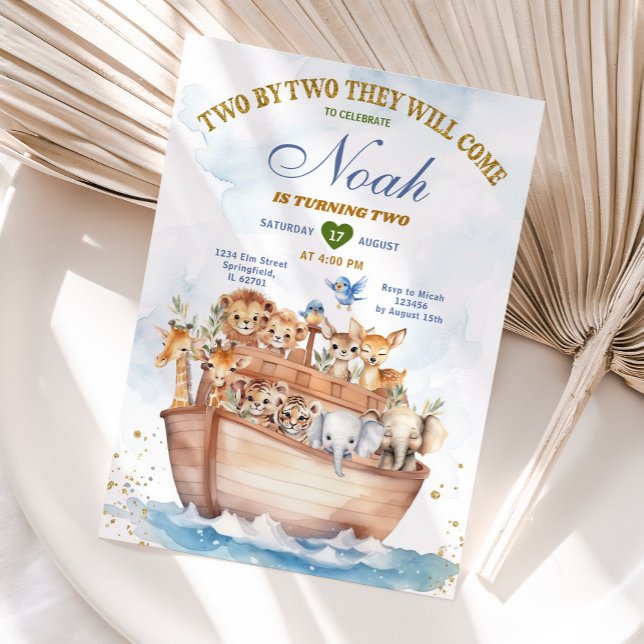 Zwei von zwei Noah's Ark Animal Safari 2. Geburtst Einladung (Von Creator hochgeladen)