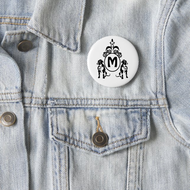 Zwei Wachhunde Monogramm Button (Beispiel)