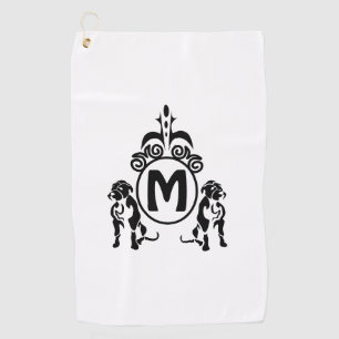 Zwei Wachhunde Monogramm Golfhandtuch