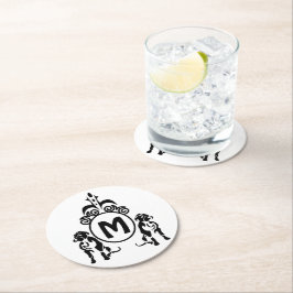Zwei Wachhunde Monogramm Runder Pappuntersetzer