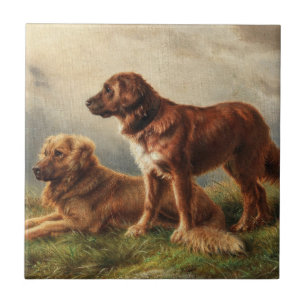 Zwei wachsamen Hunde Fliese