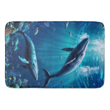 Zwei Wale schwimmen zwischen tropischen Fischen