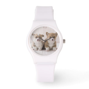 Zwei walisische Corgi-Sitze Armbanduhr