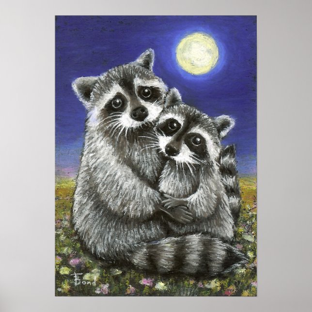 Zwei Waschbären im Liebe-Druck Poster (Vorne)