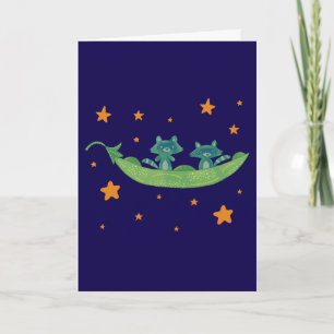 Zwei Waschbären in einer Erbsenschote   Whimsical  Karte