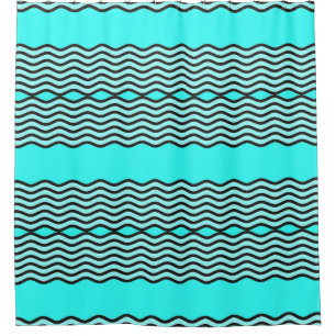 Zwei Waves Border Schwarzweiß transparent Duschvorhang