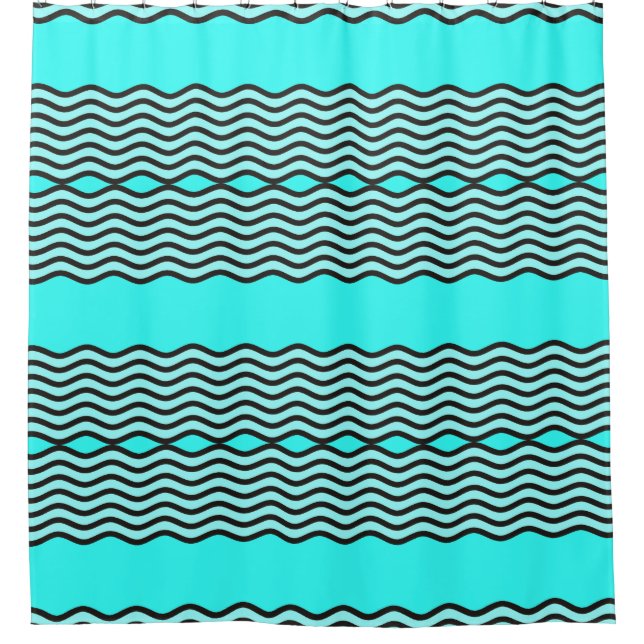 Zwei Waves Border Schwarzweiß transparent Duschvorhang (Vorderseite)
