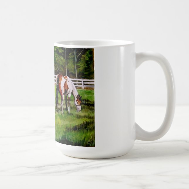 Zwei weiden lassende Farben-Pferde Tasse (Rechts)