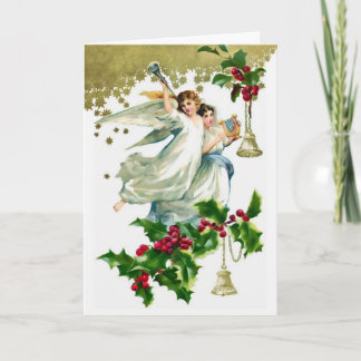 Zwei WeihnachtsAngeln mit Bells Card Feiertagskarte