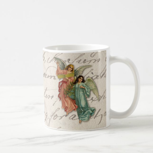 Zwei Weihnachtsengel - viktorianischer Schrott Kaffeetasse (Rechts)