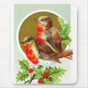 Zwei Weihnachtsrobinen Mousepad