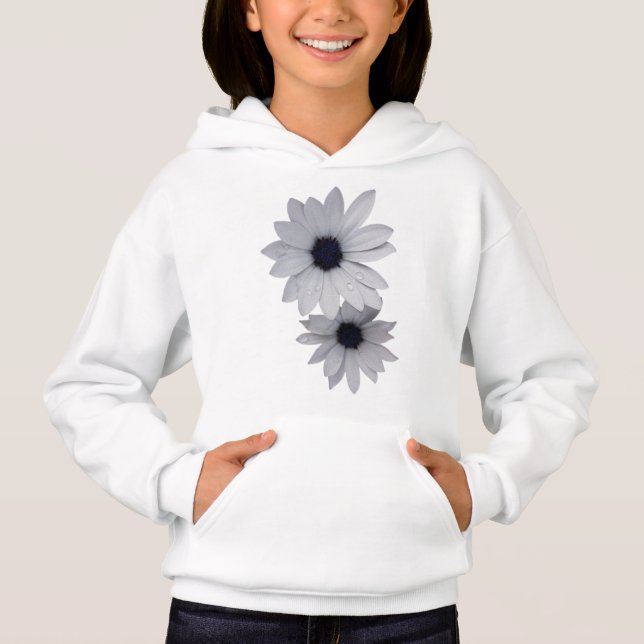 zwei weiße Blume Hoodie (Vorderseite)