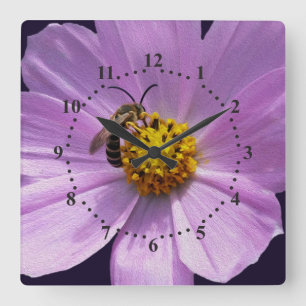 zwei weiße Blume Quadratische Wanduhr