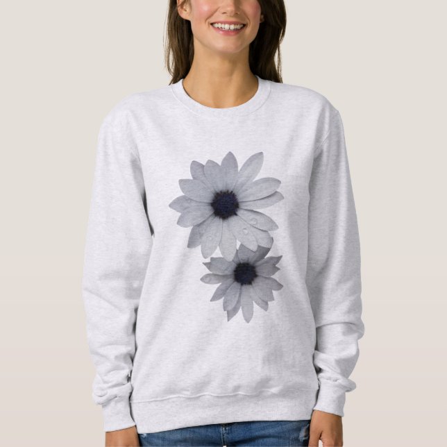 zwei weiße Blume Sweatshirt (Vorderseite)