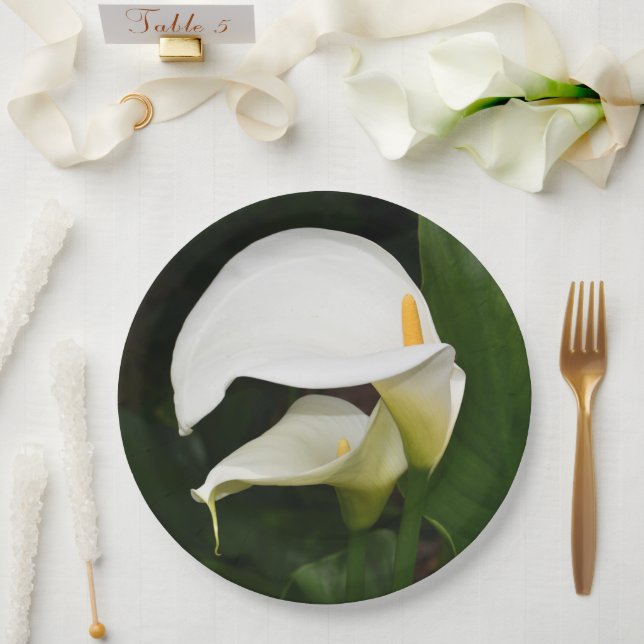 Zwei weiße Calla Lilies Floral Pappteller (Hochzeit)