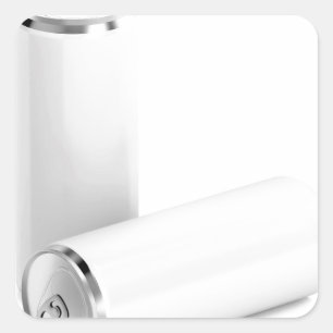 Zwei weiße Dosen Quadratischer Aufkleber