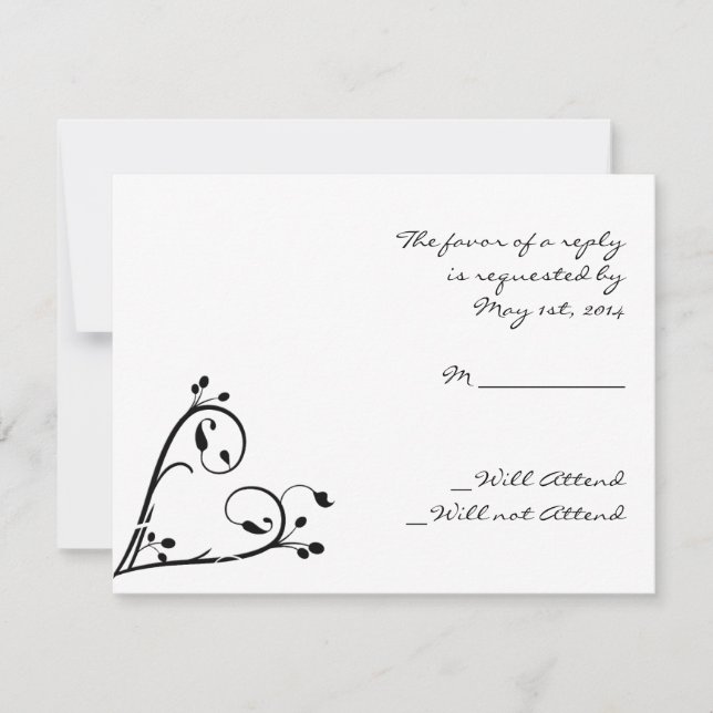 Zwei weiße Pflaster und Herzreaktionskarte RSVP Karte (Vorderseite)