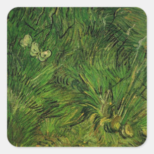 Zwei weiße Schmetterlinge von Vincent van Gogh Quadratischer Aufkleber