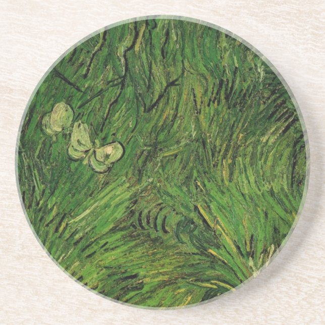 Zwei weiße Schmetterlinge von Vincent van Gogh Untersetzer (Vorne)