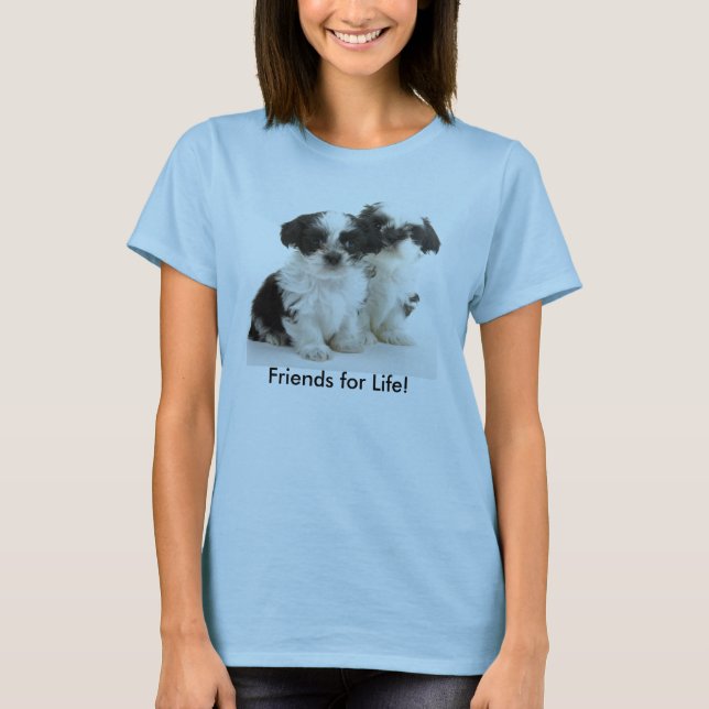 Zwei Welpen Shih Tzu - Freunde für das Leben! T-Shirt (Vorderseite)