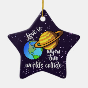 Zwei Welten stoßen zusammen Keramik Ornament