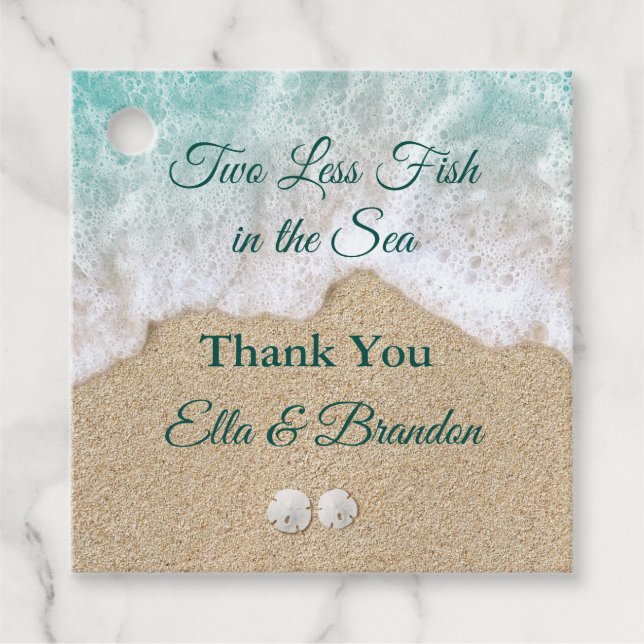 Zwei weniger Fische im Meer Danke Geschenkanhänger (Vorderseite)